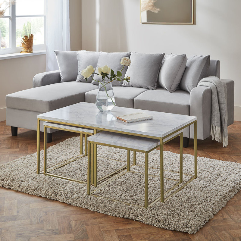 Kalyssa Frame Coffee Table, Matte Gold