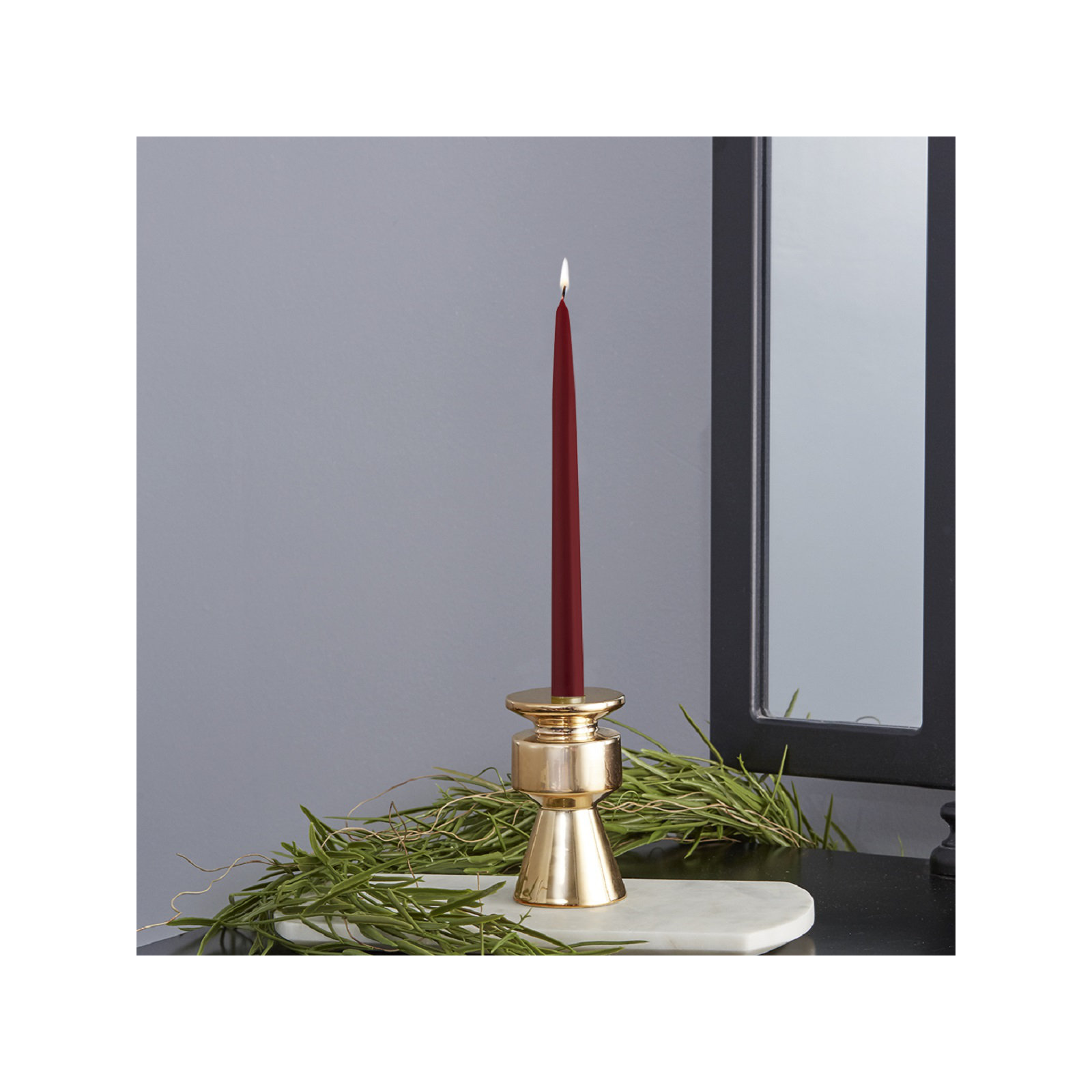 12 Piece Unscented Taper Candle Set, Garnet, 9" H x 0.88" W x 0.88" D