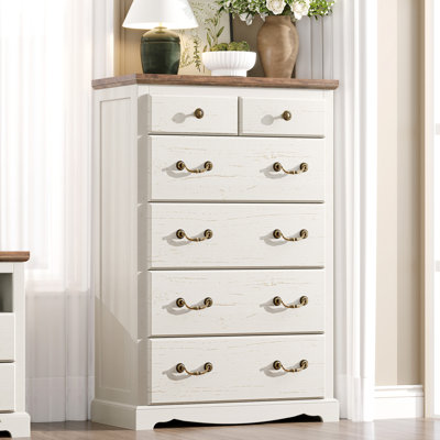 Ingberg Farmhouse 6 Chest Of Drawers For Bedroom, White
