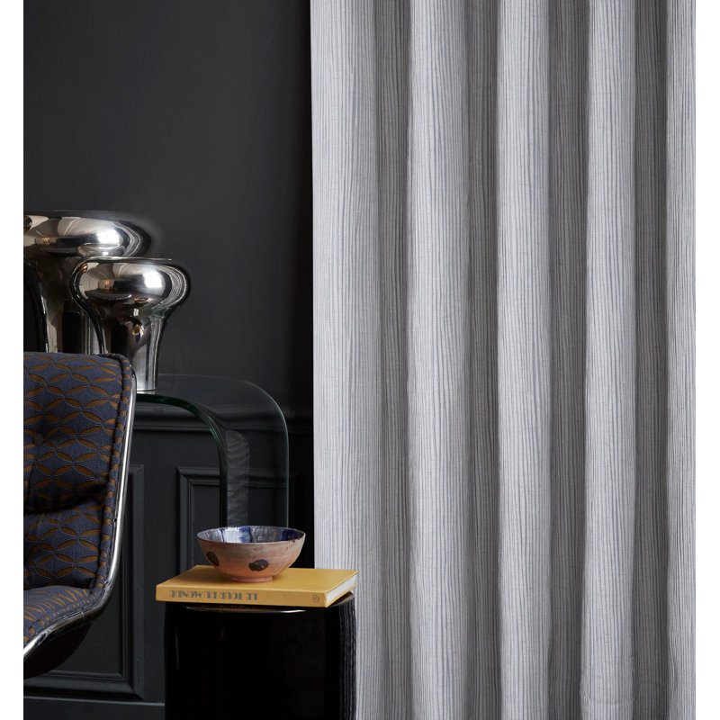 Leetta Linen Look Lined Eyelet Curtains, 229 W x 229 D cm, Grey