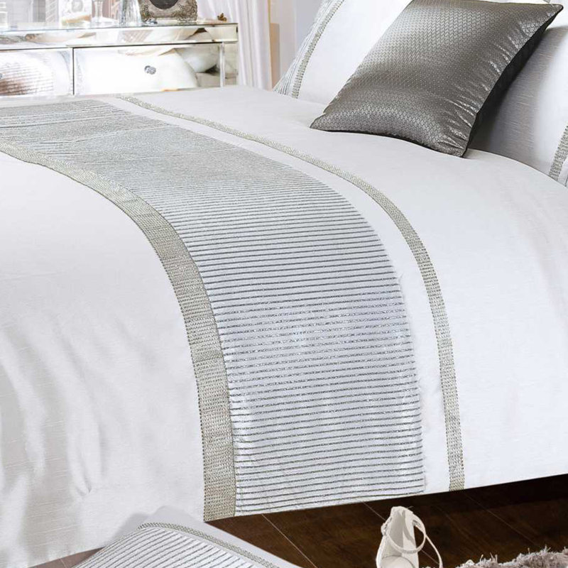 Odeen Silk Diamante Duvet Cover Set, King Duvet Cover Set, Fuschia / Cream