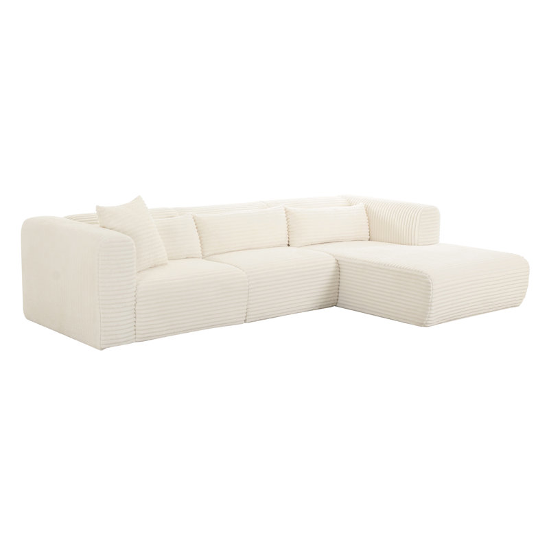 Ensemble modulaire et chaises Chinenye Living, Orienté à droite, Crème, crème