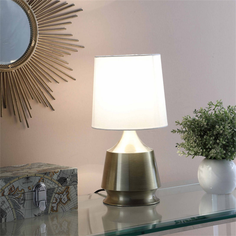 14-Inch Ellis Antique Brass Metal Table Lamp