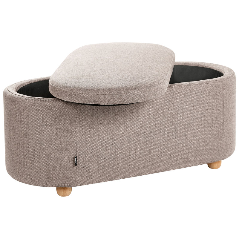 Fabric Upholstered Storage Bench, Beige