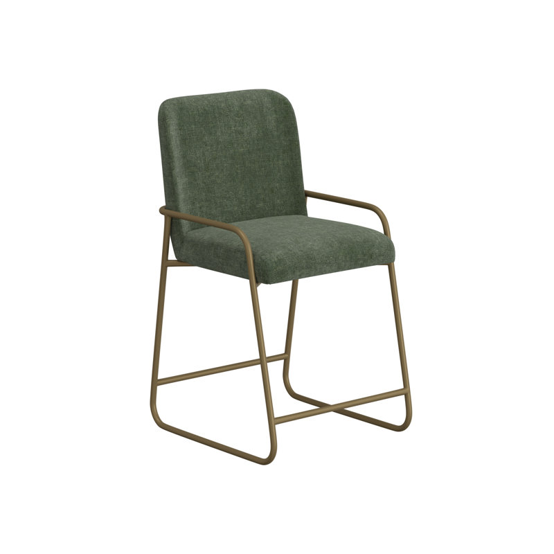 Tabouret de bar rembourré Rudy, Olive, Tabouret de comptoir (siège d'une hauteur de 24 p