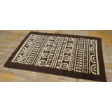 Cute Chocolate Brown Background with Geometric Desing Vintage Art Moderne Rug