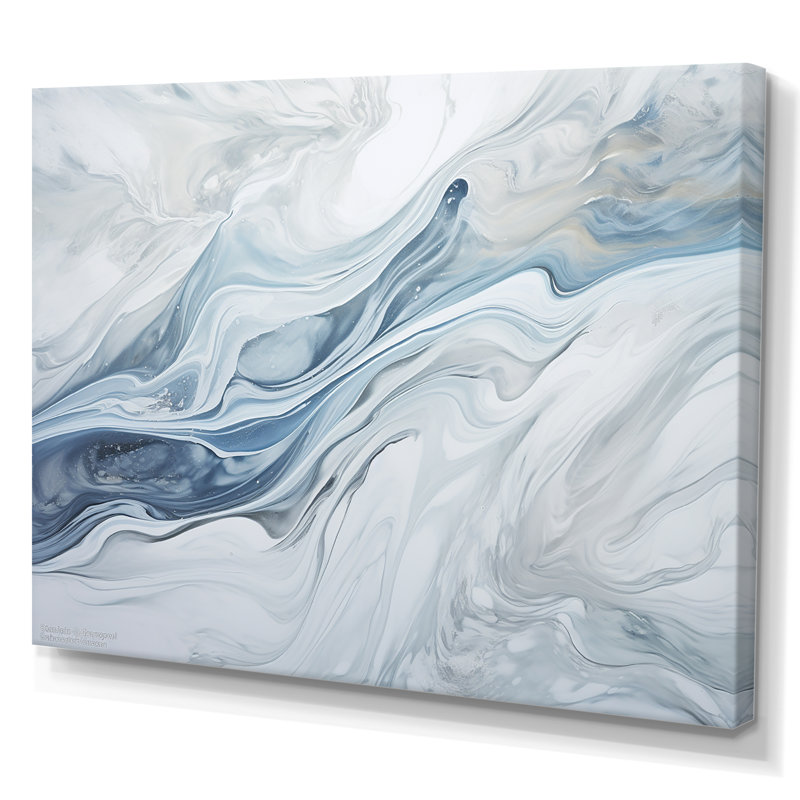 Grey And Blue Glacier Charm Liquid Art - Glacier Wall Art, Wrapped Canvas, 30" H x 40" W, No Frame