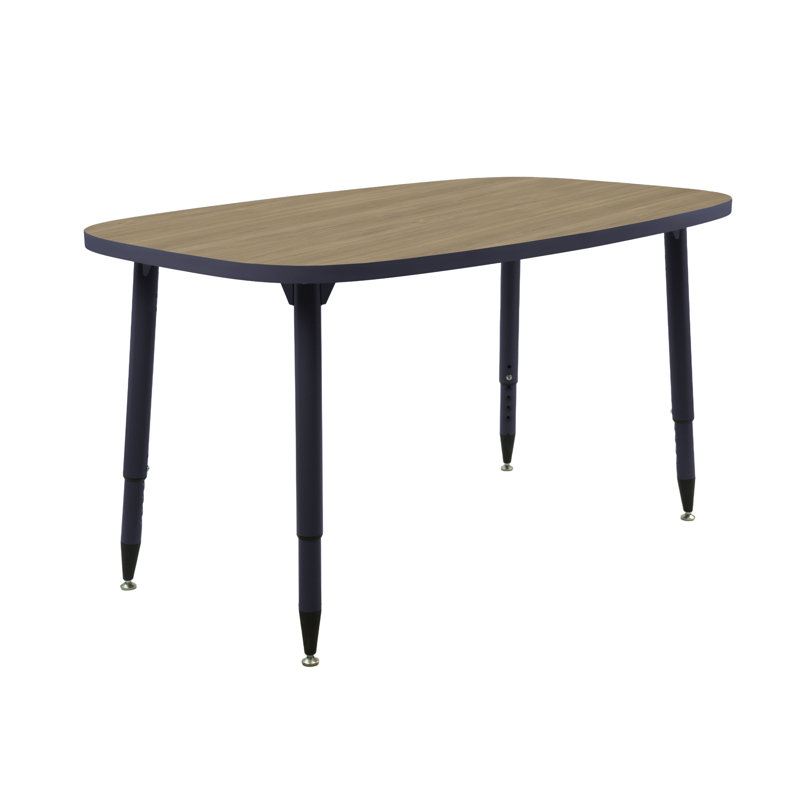 Table d'activité rectangulaire thermofusionnée avec pieds fuselés réglables 31 x 50 Adapte, Chêne Pasadena, Marine