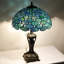 Lampe de table en verre teinté Tiffany 16 x 16 x 24 pouces bleu mer perle bureau bureau chambre à coucher lumière de lecture antique