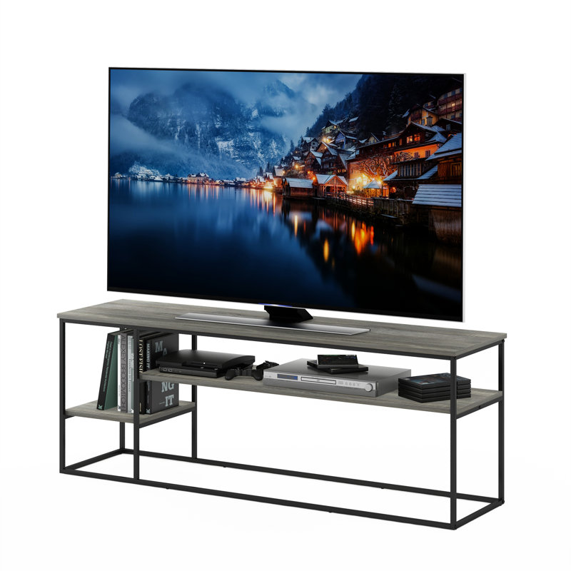 TV Stand for TVs, French Oak Gray/Black, 21.9" H x 60" W x 16" D