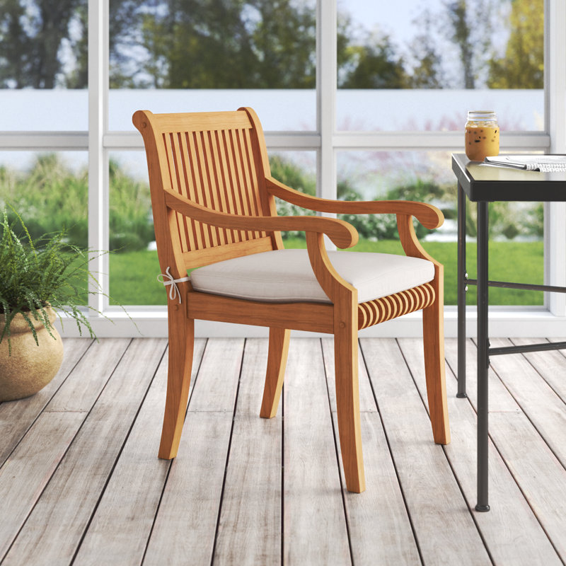 Fauteuil de salle à manger avec coussin en teck Summerton