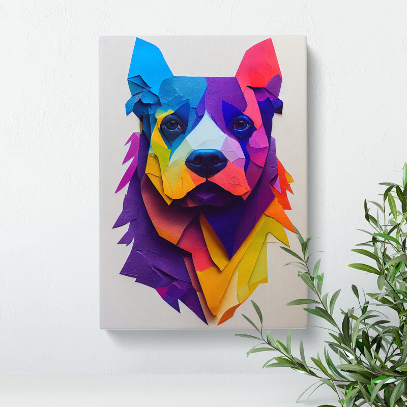 Paper Dog No.2 Abstract - Wall Art, Wrapped Canvas, 50cm H x 35cm W, No Matte
