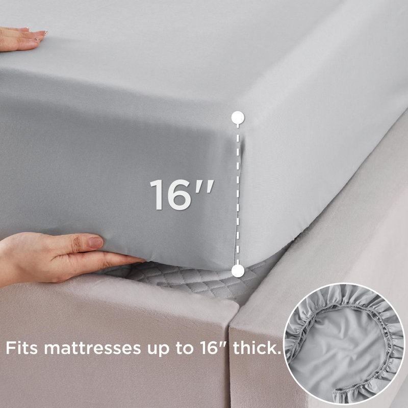 Bedsure Polyester & Rayon Derived from Bamboo Sheets, Gray, King Sheet Set with 2 Pillowcases