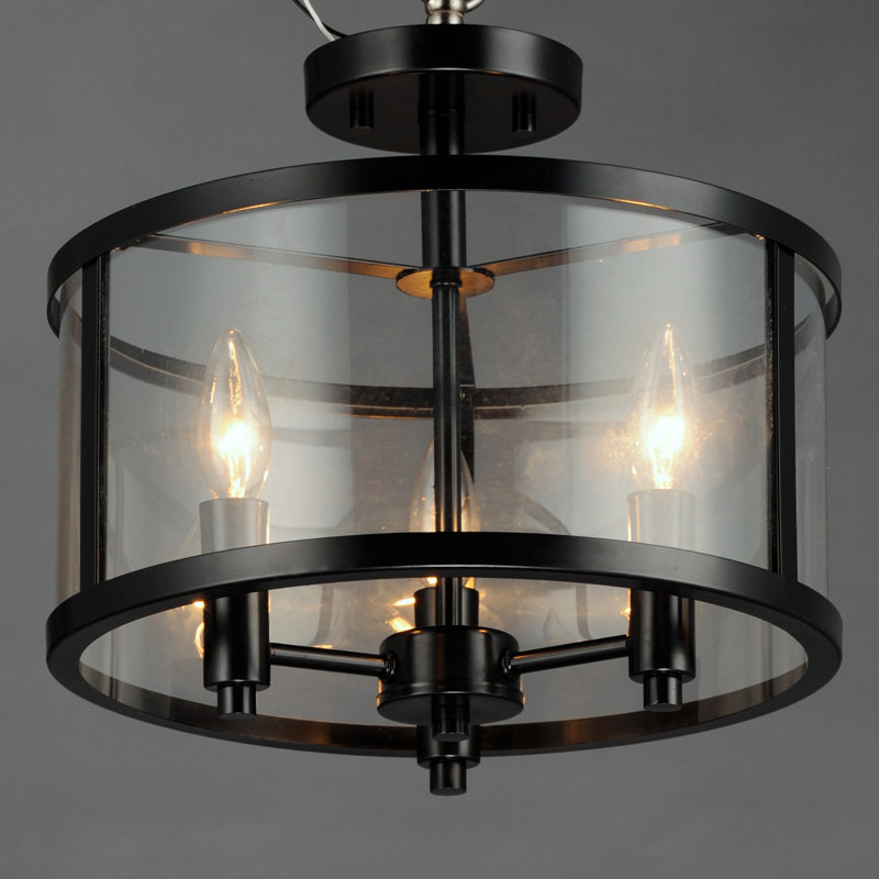 Senne Glass Flushmount, Black