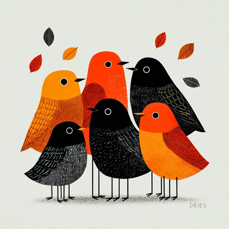 «Autumn Birds», art mural sur toile tendue
