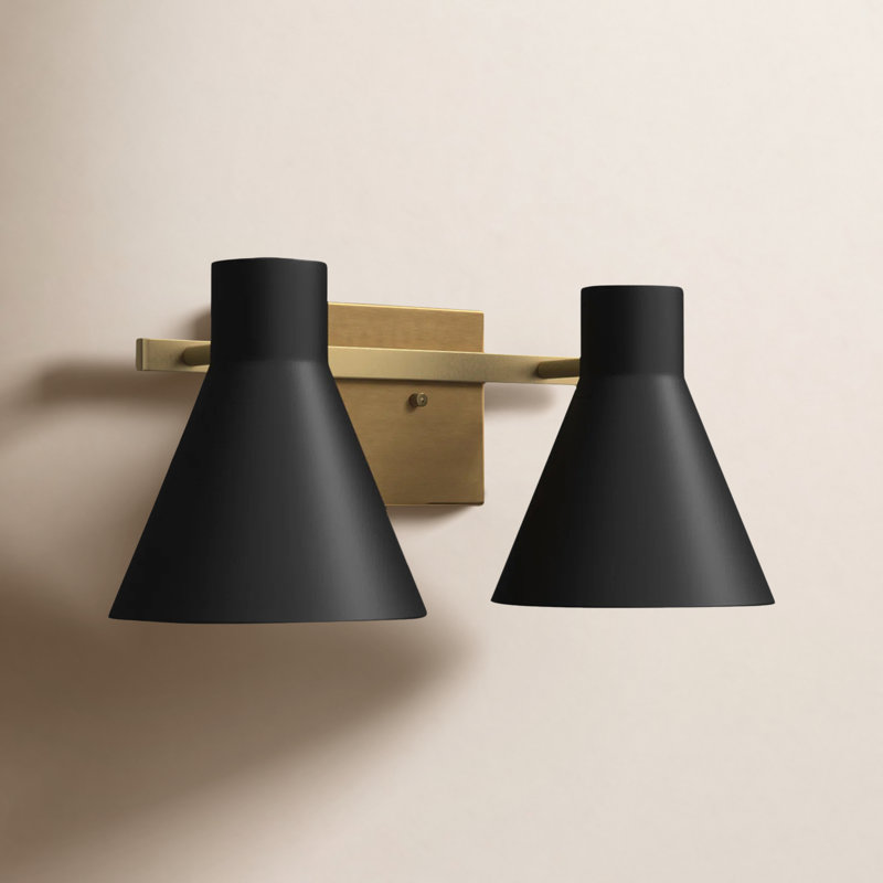 Byers 2-Light Dimmable Steel Vanity Light, Gold, No