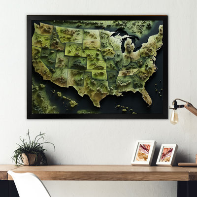 «USA Map Eco Expanse», reproduction d'art sur toile