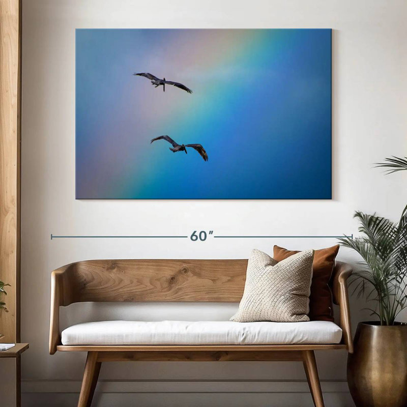 Brampt oiseaux et arc-en-ciel, H 34 po x l 51 po