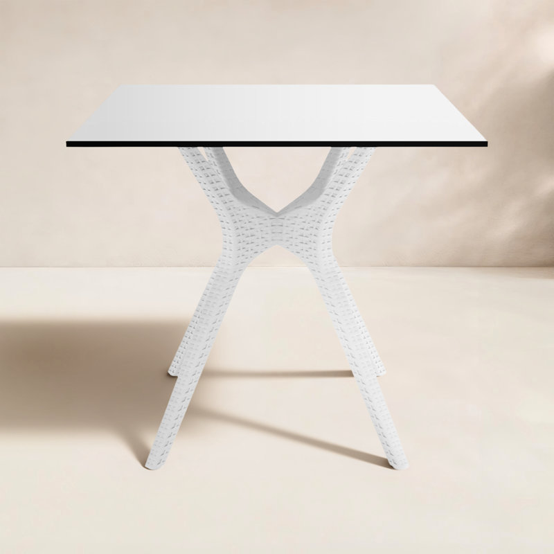 Farrah 31" W Square Plastic Patio Dining Table, White