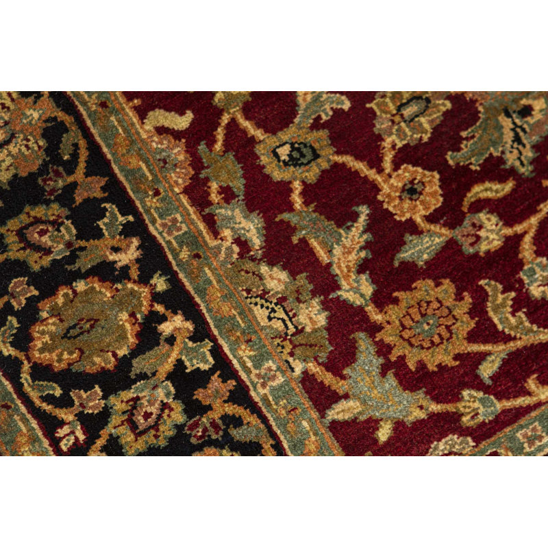 Hand-Knotted High-Quality Red and Black Area Rug