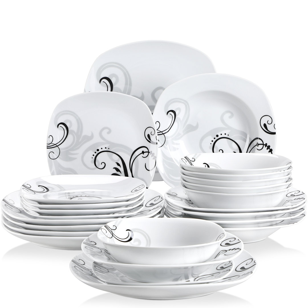 Piece Porcelain China Dinnerware Set - Service for 6