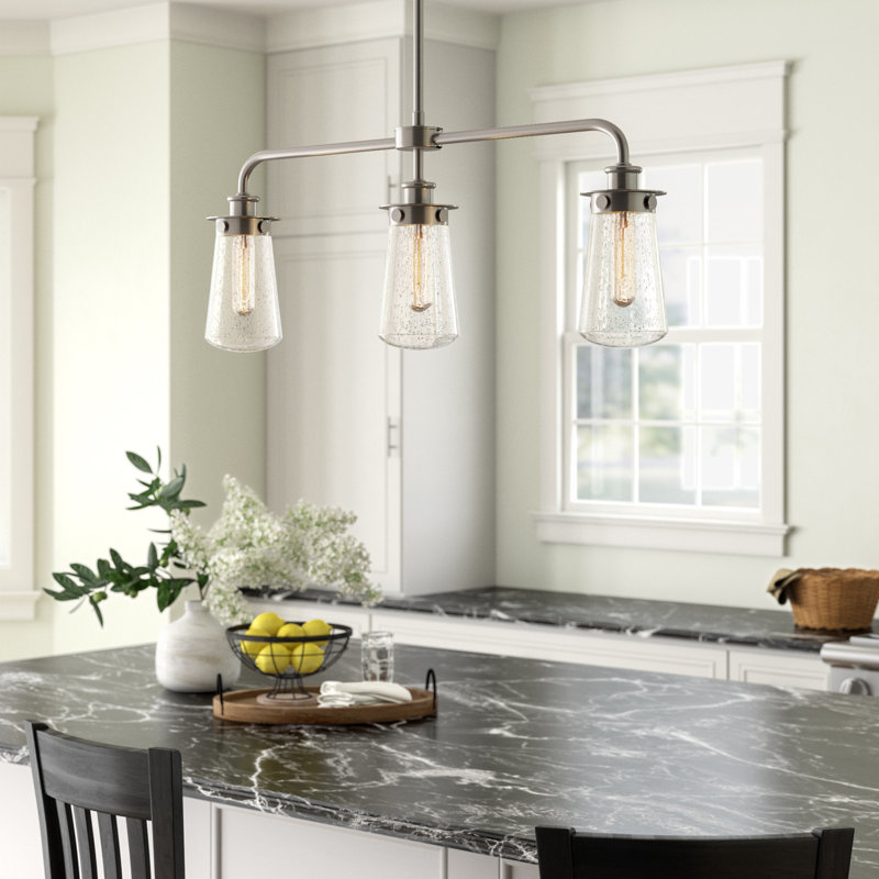 DeRon 3 - Light Kitchen Island Pendant, Brushed Nickel