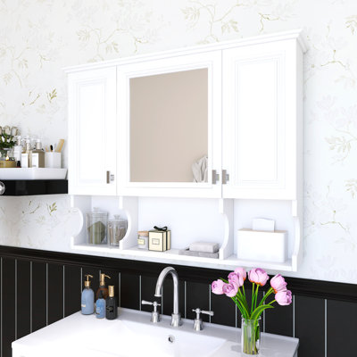 35 po Armoire à pharmacie avec miroir de salle de bain Largeur, armoire de rangement de salle de bain avec miroir