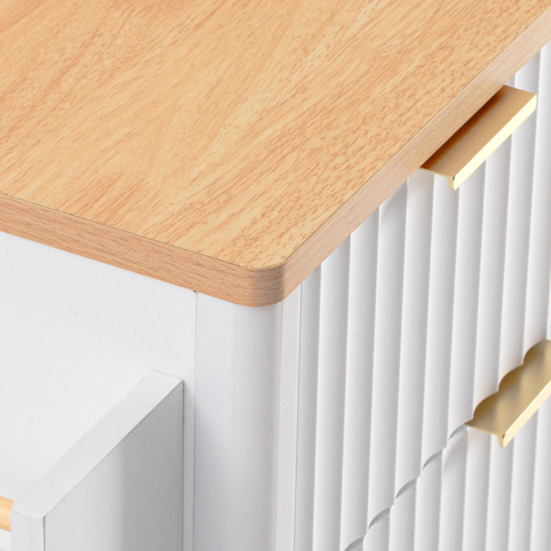 Îlot de cuisine de 55,5 po de large avec abattant, H 35,85 po x l 55,5 po x P 28,9 po, Blanc/naturel