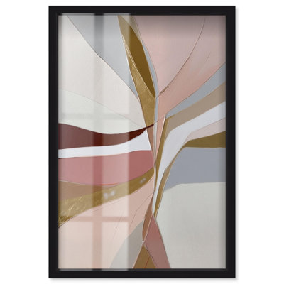 Golden Split I Shadowbox Print Boho Gold Wall Decor by Art Remedy, Black Frame, 24 x 36
