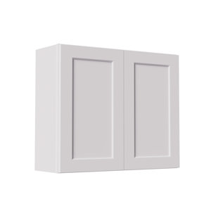 Armoires de buanderie à fixation murale, armoire de rangement en bois massif au-dessus de la toilette, armoires de rangement de salle de bain avec 2 portes et tablettes Shaker, facile à assembler pour la cuisine, garage - blanc
