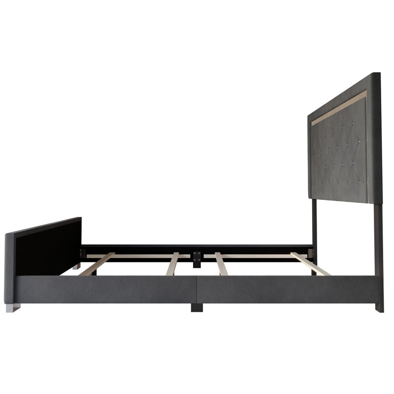 Laquanda Upholstered Panel Bed, Queen, Dark Gray
