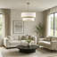 Lustre tambour en tissu blanc 5 lumières Agathon-1240108975