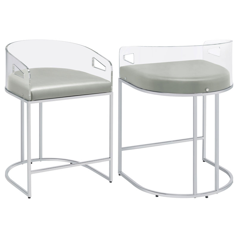 Peter Upholstered Counter Stool with Metal Frame, Counter Stool (25.75" Seat Height), Gray