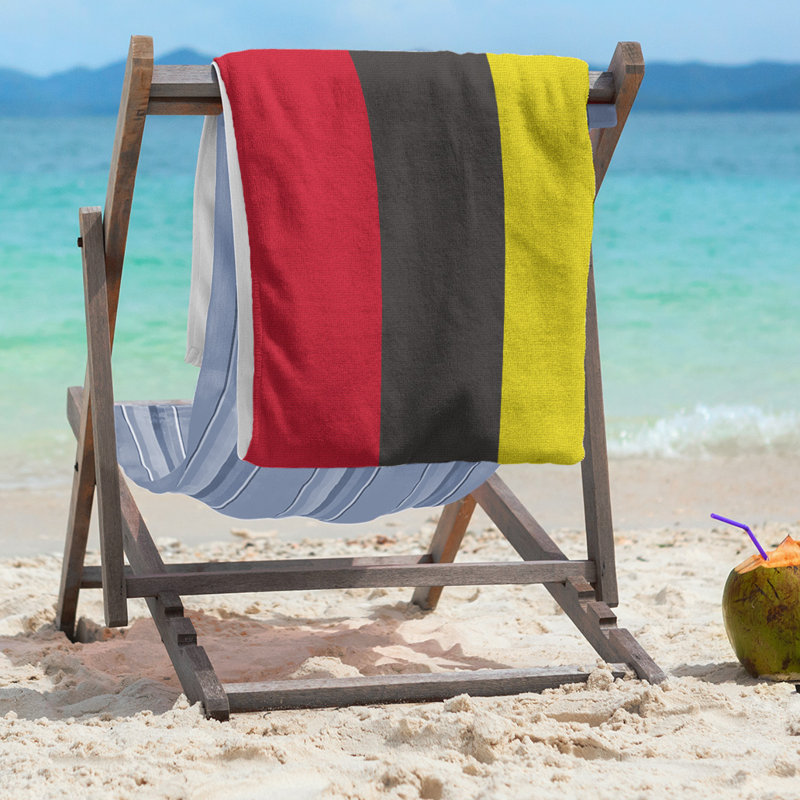 Lightweight Beach Towel, Red/Black/Yellow, Microfiber