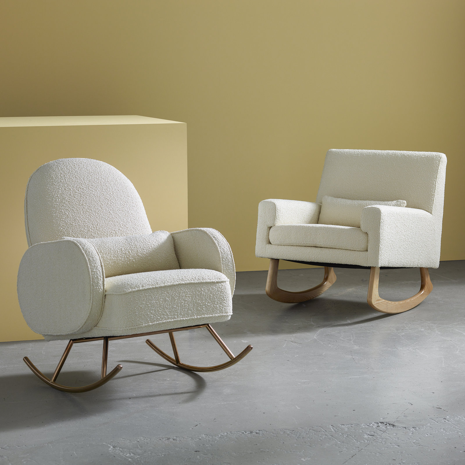 Sleepytime Rocking Chair, Ivory Boucle Polyester, Light
