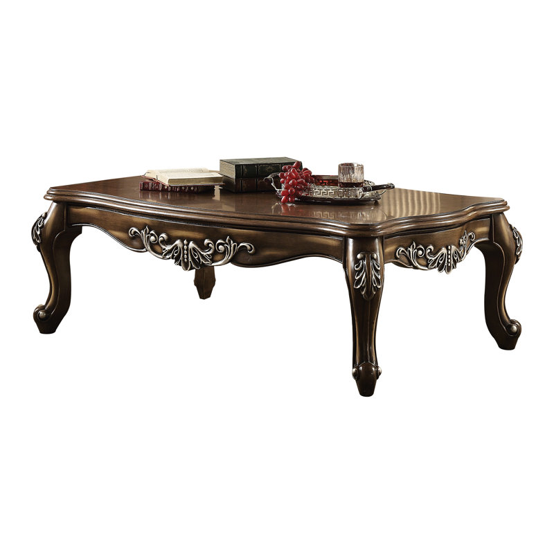 Table basse en chêne antique avec pieds Queen Anne
