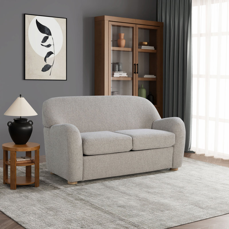 Emily 57.1" Modern Boucle Upholstered Loveseat, Pebble