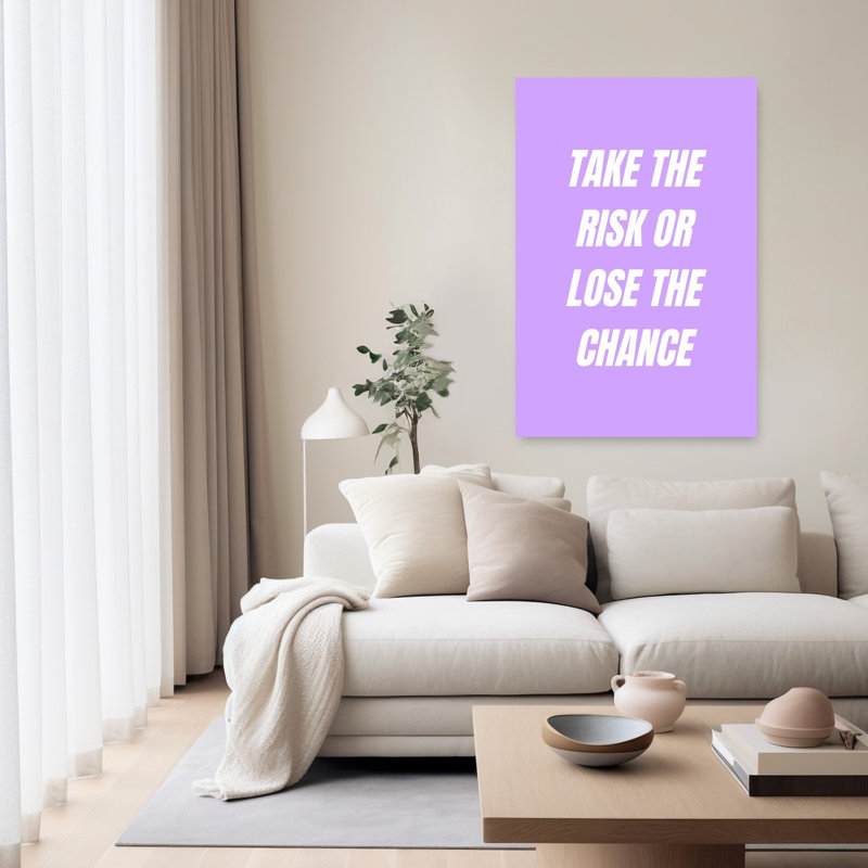 «Take The Ris Quote», impression d'art moderne minimaliste abstrait lavande, 60" H x 40" W
