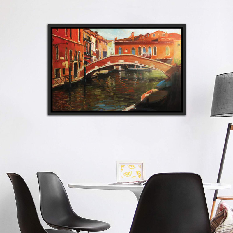 "Venise dans l'après-midi" par Christopher Clark, reproduction d'art, H 40 po x l 60 po x P 1,5 po, Papier encadré noir