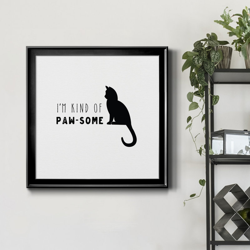 «Pawsome Cat», reproduction d'art graphique sur toile, Cadre noir, H 34,5 po x l 34,5 po x P 1,5 po