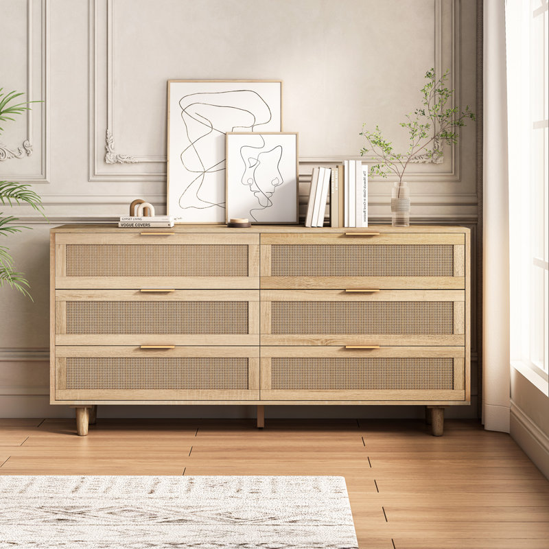 Rattan Storage Console Table, Natural