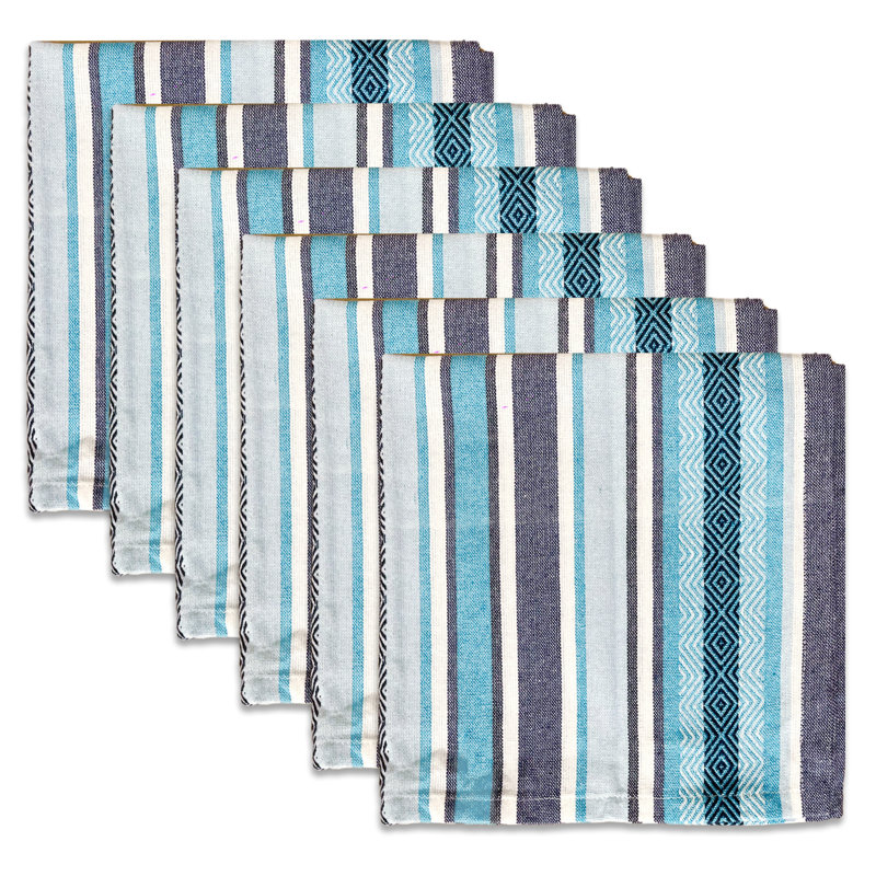 Alexzandyr Striped Square Napkin, Blue