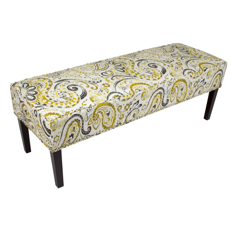 Idell Cotton Upholstered Bench, Gold/White/ Floral