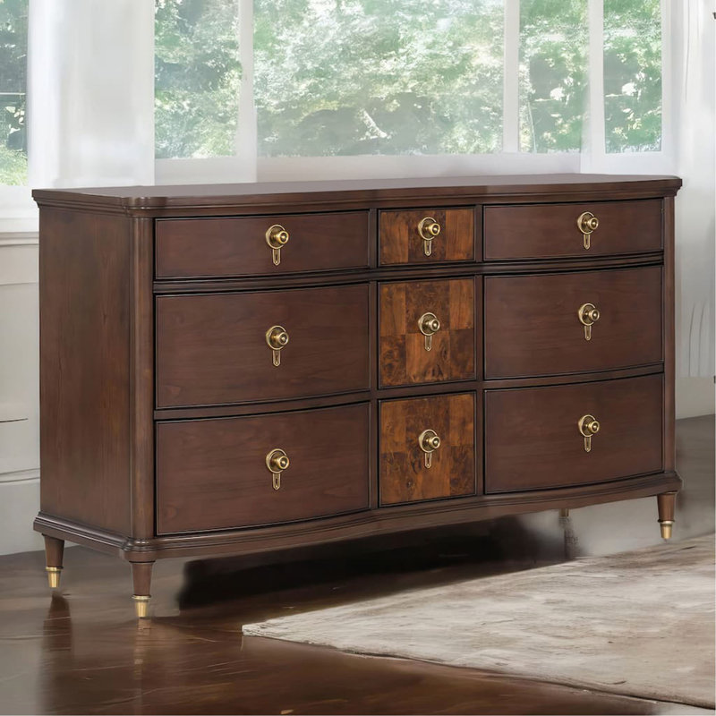 1Pc Commode transitionnelle boutons ronds avec pieds dorés