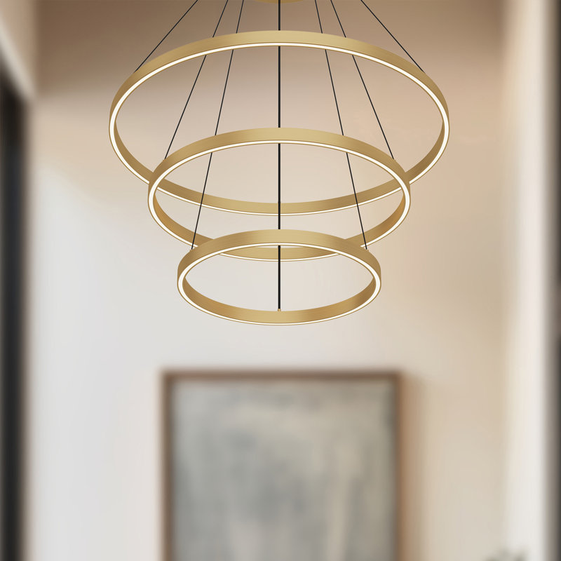 Cerchio 3 - Light Chandelier, Brushed Gold, 1.5" H x 31.5" W x 31.5" D, LED