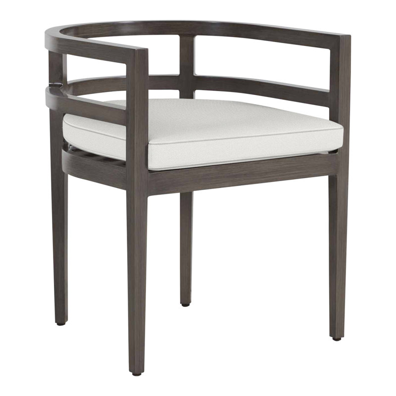 Santa Barbara Aluminum Patio Dining Armchair with Cushion, Welt, Herringbone Sand