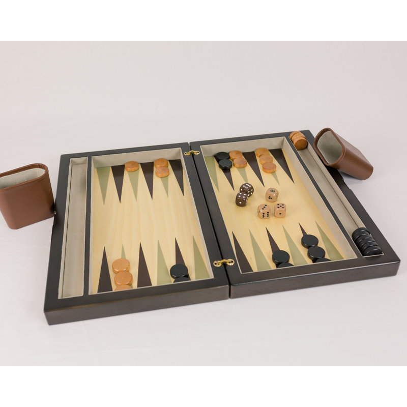 Premier Handcrafted Solid Wood Backgammon Set with Dark Veneer Finish
