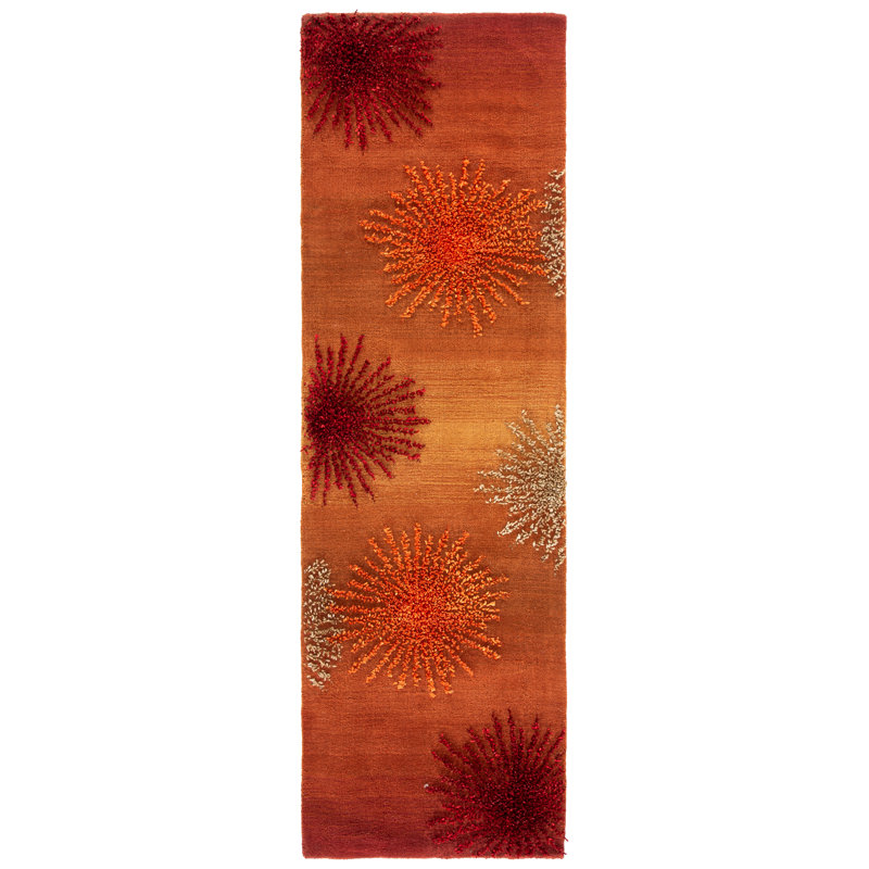 Candelo Hand Tufted Wool And Viscose Floral Rug, Runner 2'6" x 8'