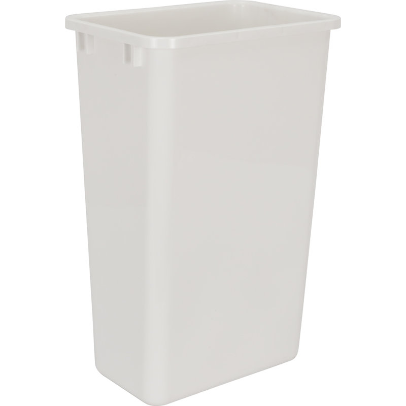 Plastic Open Kitchen Trash Can, White, 8.75, 18.03" H x 9.03" W x 14.5" D