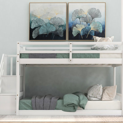 Lit superposé simple au-dessus de rangement blanc - sécuritaire et élégant, fabriqué en pin avec une construction solide captivante pour l'intérêt
